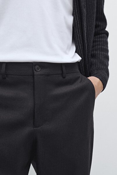 Massimo Dutti %100 yün fitilli kadife görünümlü flanel pantolon