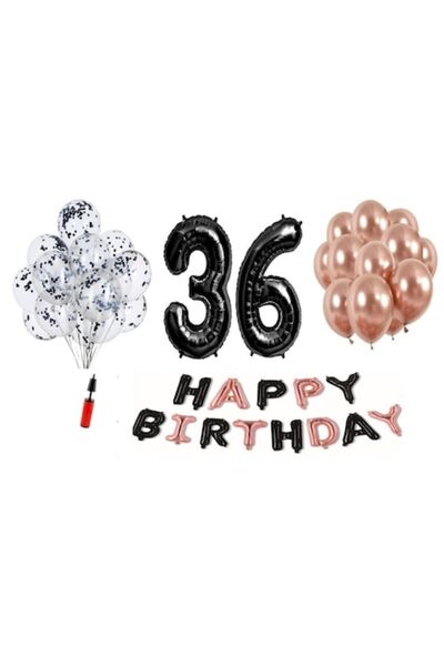 Domi Party & Gifts Set 36 baloane, Domi Party & Gifts, La mulți ani negru/aur...