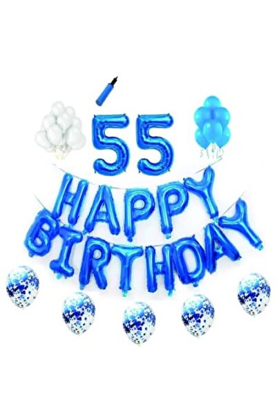 Domi Party & Gifts Set baloane Happy Birthday , 55 ani, albastru
