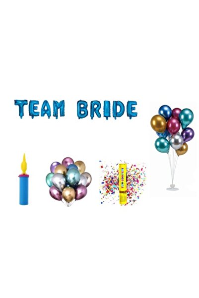 OEM Set Baloane Team Bride , Cake Topper Cadou , 69Buc , Albastru