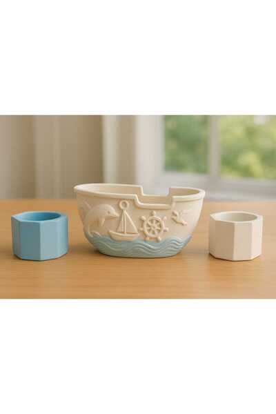 Sfmstore 3 Lü Dekoratif TAŞ TOZU Saksı-gemi TEMALI – Çok Amaçlı Organizer ✨ (8 CM*10 CM)