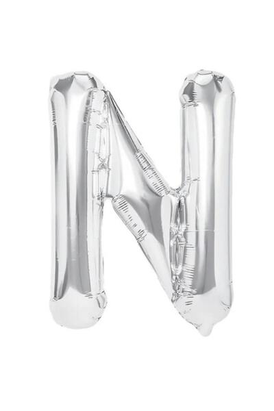 Danex Metallic Foil Balloon - Letter N, 40 cm, Inflatable with Helium or Air, Silver