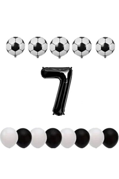 OEM Set de 14 baloane, ESB, aniversare de 7 ani, temă fotbal, număr folie 100...