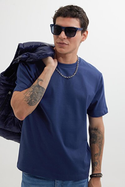 Tudors Чоловіча футболка Regular Fit класичного крою, 100% бавовна, з круглим вирізом, синього кольору