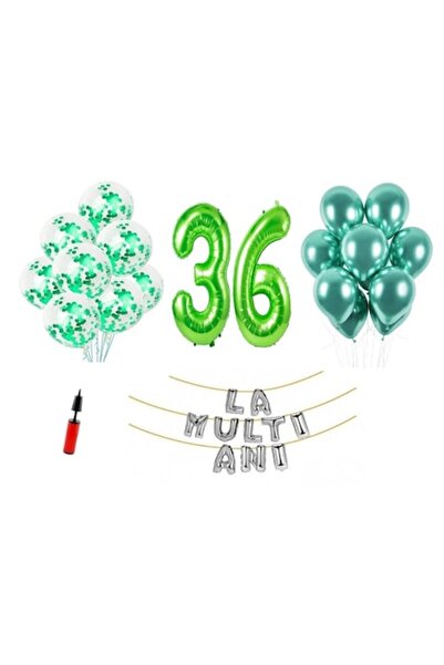 Domi Party & Gifts Set 33 baloane , La Multi Ani aniversare 36 ani, cifre fol...