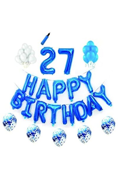 Domi Party & Gifts Set baloane Happy Birthday , 27 ani, albastru