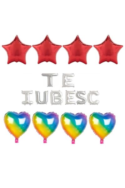 Domi Party & Gifts Set 16 baloane folie I LOVE YOU argintii , inimioare curcu...