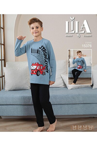 Lila Set de pijamale din bumbac pentru băiat