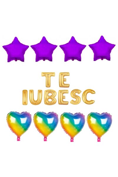 Domi Party & Gifts Set de 16 baloane folie I LOVE YOU aurii, Domi Party & Gif...