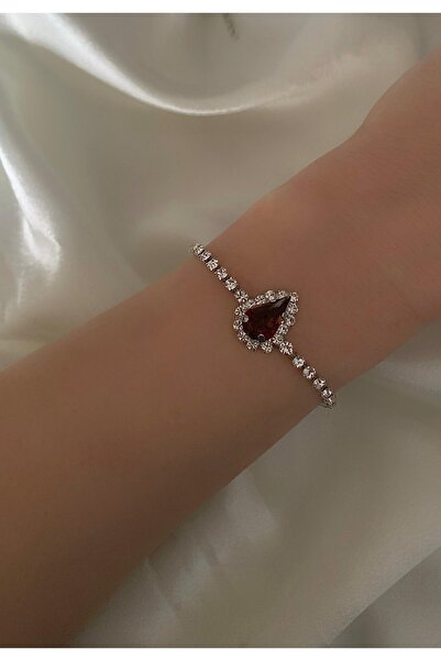 Avcıoğlu Aksesuar سوار نسائي من حجر الزركون الكريستالي مطلي بالفضة، مناسب للز...