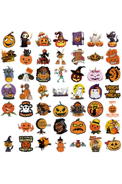 Choice مجموعة ملصقات هالوين فريدة من نوعها مكونة من 50 قطعة، بموضوعات اليقطين...