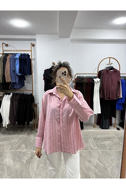 Erge boutique ÇİZGİLİ OVERSIZE GÖMLEK