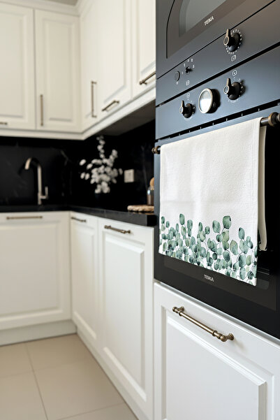 Cango Home Green Cream Eucalyptus Patterned Digital Printed Oven Cover Cgh1102-F