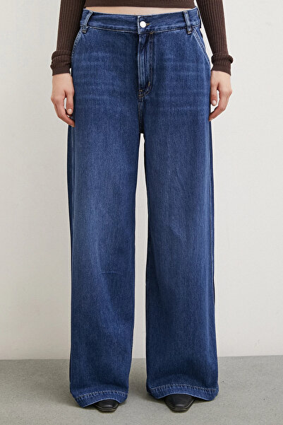 LC Waikiki Yüksek Bel Geniş Paça Jean Mavi