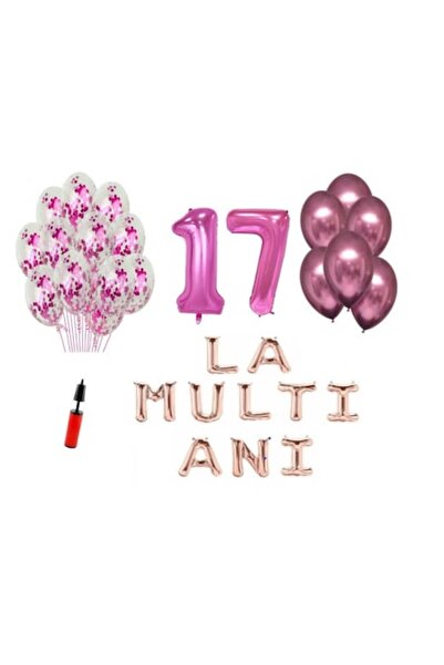 Domi Party & Gifts Set 33 baloane , La mulți ani aniversare 17 ani, numere fo...