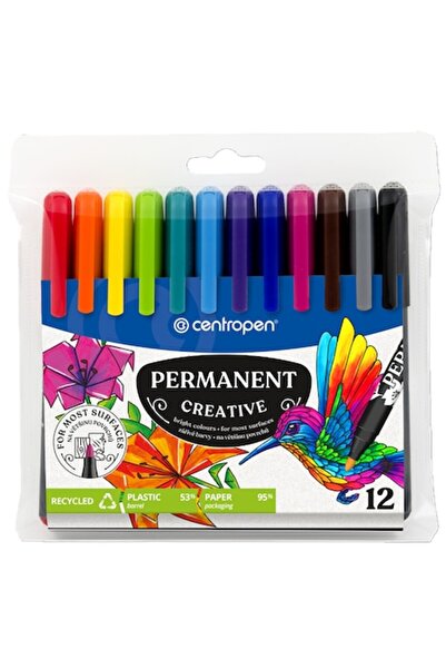 SIPEDO Set 12 markere permanente Centropen, versatile, vârf rotund 3,3 mm, po...