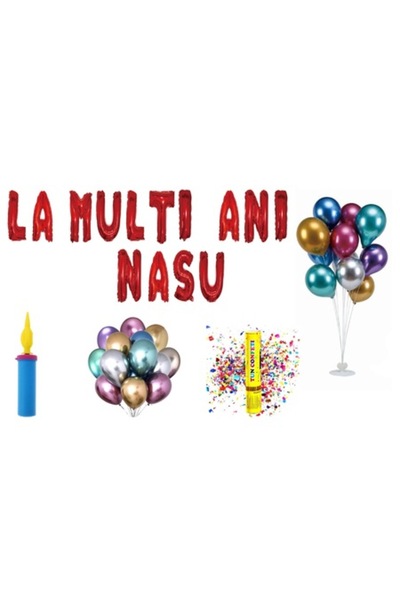 OEM Set Baloane La Mulți Ani Naș, Decor Tort Cadou, 75 Bucăți, Roșu