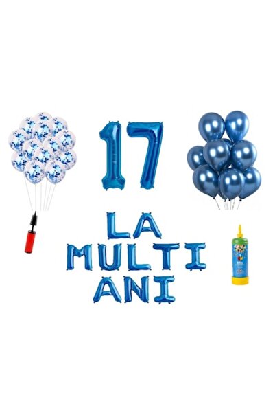 Domi Party & Gifts Set 34 baloane, La mulți ani de 17 ani, numere folie 100 c...