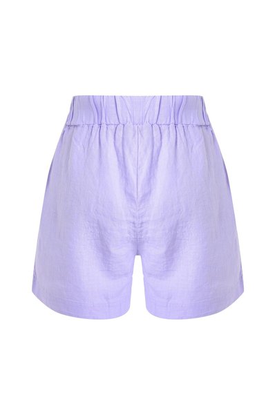 MİSSARWEN 100% Linen High Waist Lilac Women's Shorts - Liva