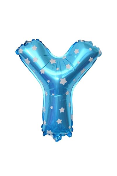 Danex Metallic Foil Balloon Letter Y, 40 cm, Star Print, Blue