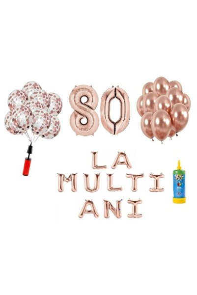 Domi Party & Gifts Set 34 baloane, La mulți ani de 80 de ani, numere folie 10...