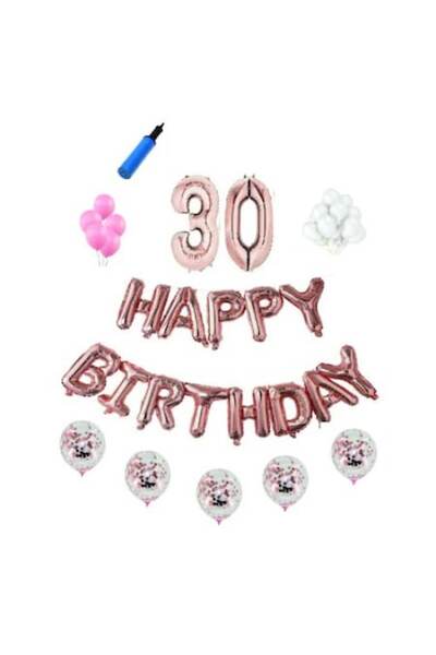 Domi Party & Gifts Set baloane Happy Birthday , 30 ani, rose gold, 41 piese,