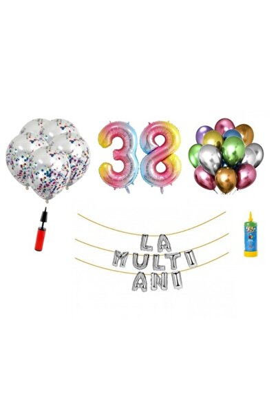 Domi Party & Gifts Set 34 baloane, La mulți ani de 38 de ani, numere folie 10...