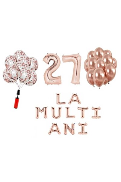 OEM Set de 33 de baloane, La mulți ani aniversare 27 de ani, numere folie 100...