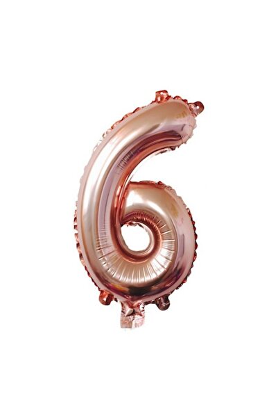 Danex Foil Balloon, Number 6, 81 cm, for Air or Helium, Bulk, Rose Gold