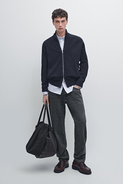 Massimo Dutti Fermuarlı yün karışımlı hırka