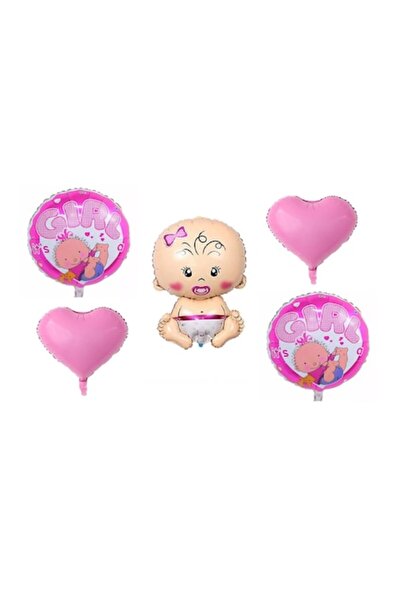 Domi Party & Gifts Set 5 baloane folie fetiță, Domi Party & Gifts, roz