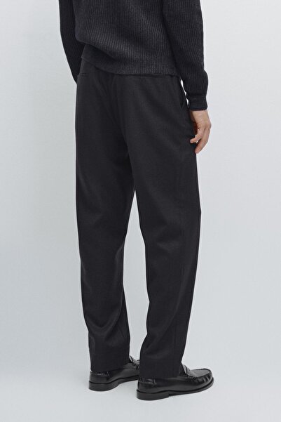 Massimo Dutti %100 yün fitilli kadife görünümlü flanel pantolon