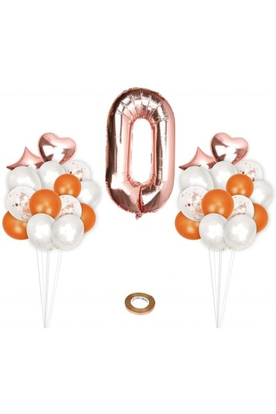 Karll Set aniversar Rosegold Luftballons, numarul 0, 33 piese, auriu/roz