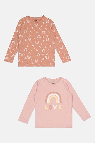 Sinsay Toddlers Girl 2 Pieces Allover Print Long Sleeve Top, Multicolor