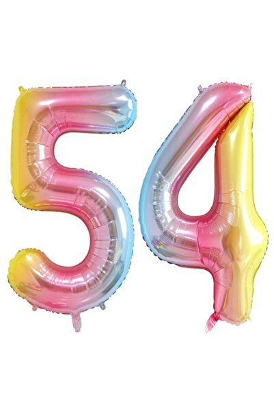 Domi Party & Gifts Set of 2 foil number balloons, Rainbow, 54th birthday, 100 cm