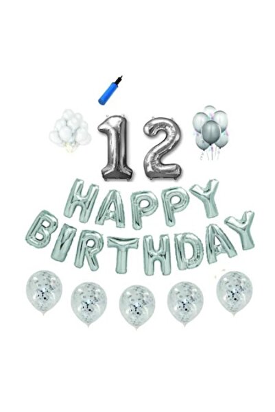Domi Party & Gifts Set baloane Happy Birthday , 12 ani, argintiu