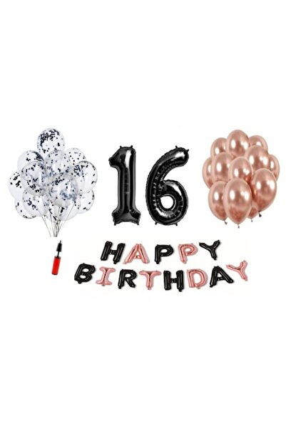 Domi Party & Gifts Set 36 baloane, Domi Party & Gifts, Happy Birthday negru/r...