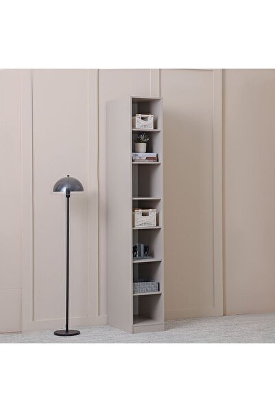 Danube Home خزانة تخزين Defne مقاس 35 سم مع 7 أرفف - خشب هندسي كريمي/أسود - ضمان 5 سنوات