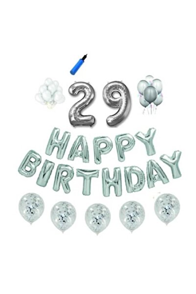 Domi Party & Gifts Set baloane Happy Birthday , 29 ani, argintiu