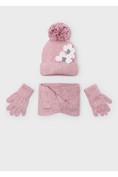 MAYORAL طقم قفازات وقبعة وردية للفتيات 10071