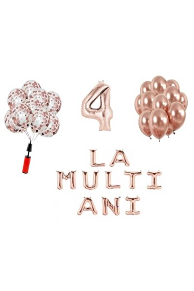Domi Party & Gifts Set 32 baloane , La Multi Ani aniversare 4 ani, cifra foli...