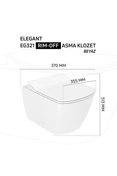 Creavit Elegant Rim-Off Kanalsız Asma Klozet (EG321.00) + Elegant TP Yavaş Kapanan Kapak 2'li Set