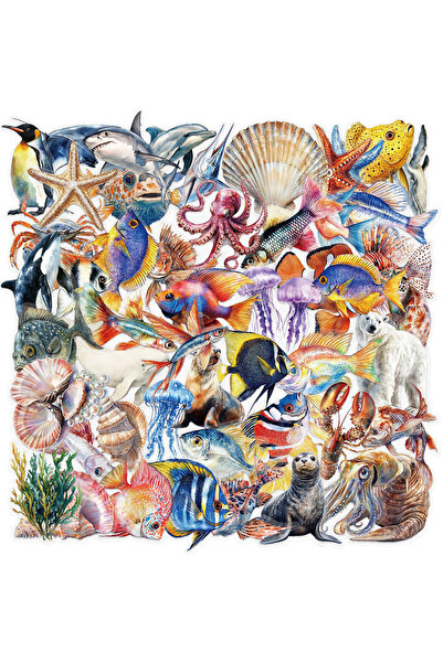 choice2 50 قطعة (10/30/50 قطعة) ملصقات كرتونية لطيفة لحيوانات بحرية، مثل الأخ...