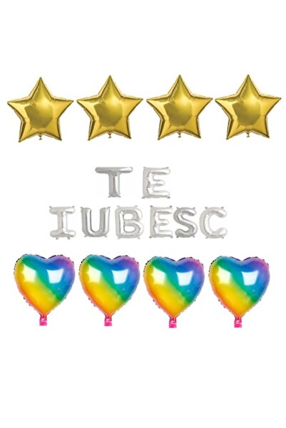 Domi Party & Gifts Set 16 baloane folie TE IUBESC argintiu, Domi Party & Gift...