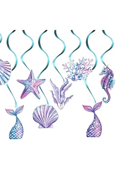 DAMUR Set 8 Decorațiuni pentru Petrecere cu tematică Sirenă, Colecția Mermaid...