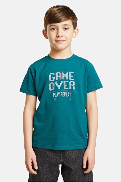 Sinsay Kids Boy Crew Neck Short Sleeves Graphic Print T-Shirt, Green