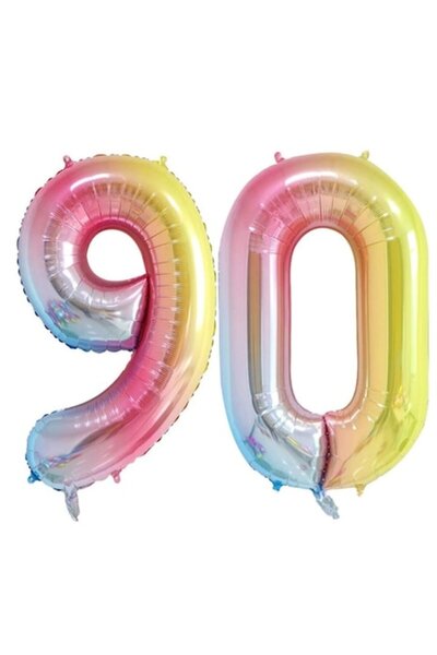 Domi Party & Gifts Set 2 baloane folie cifra , Curcubeu, aniversare 90 ani, 1...