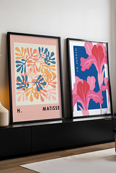 huhuli Ahşap Siyah Çerçeveli Sanatsal 2'li Set Tablo Huhu168