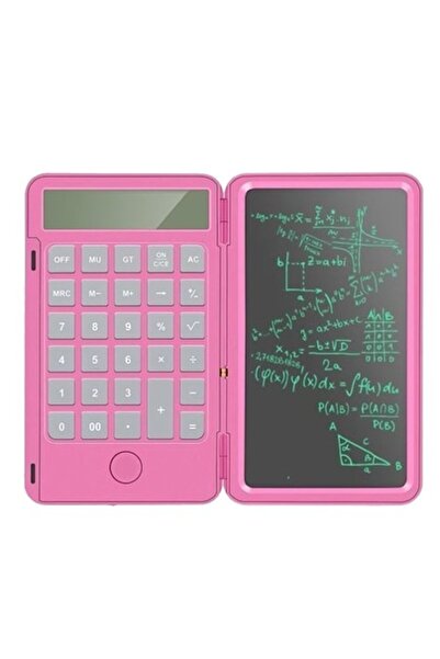 Danex Rechargeable Handheld Portable Calculator with Writing Board, 12-digit LCD, 15 cm, Pink