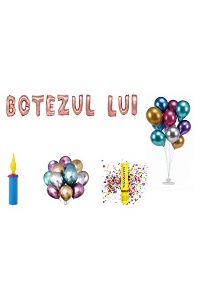 OEM Set baloane „Botezul Lui”, decor tort, 71 buc, auriu-roz
